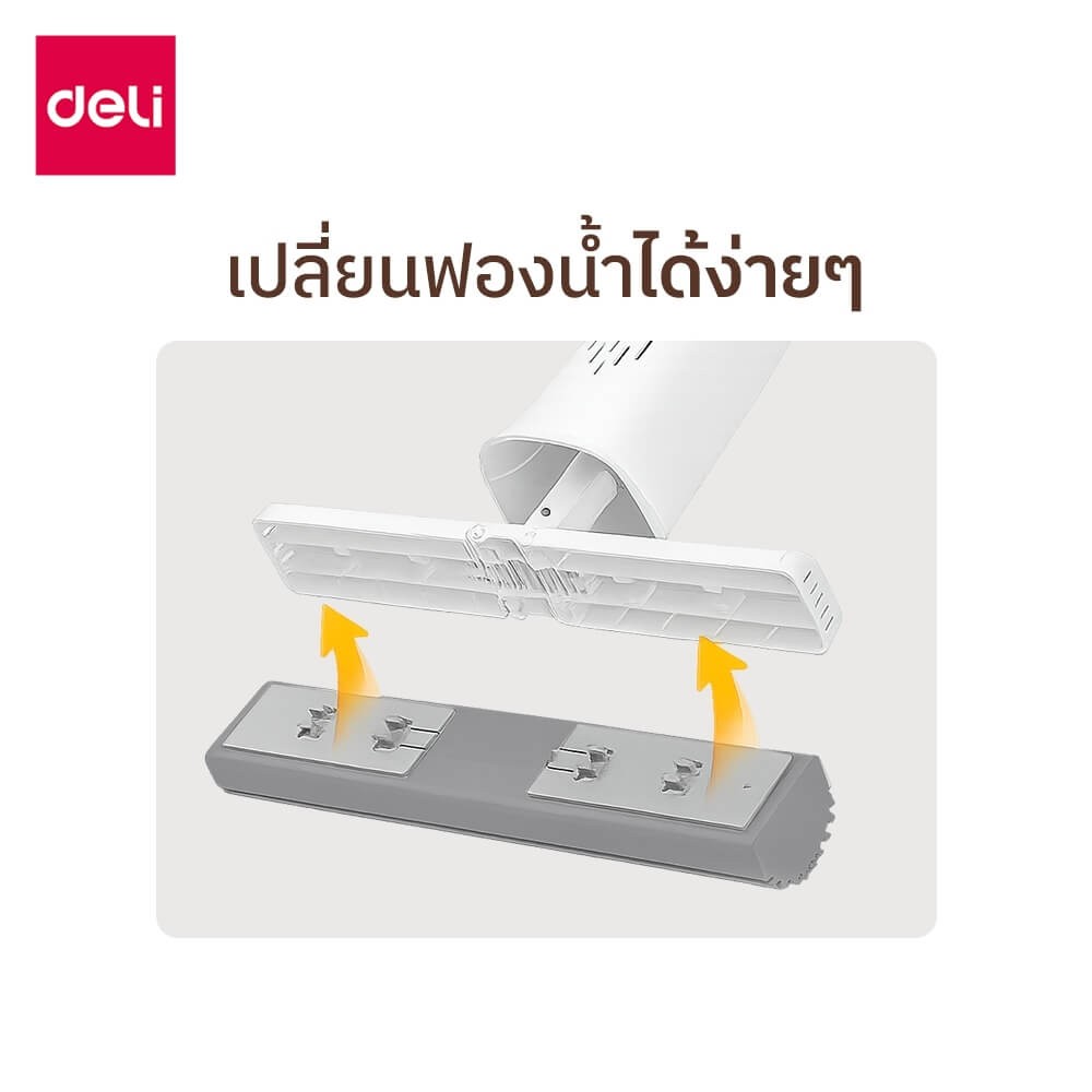 ไม้ม็อบฟองน้ำ DELI VS1409-GR-01 ขนาด 33*155 ซม สีเทา