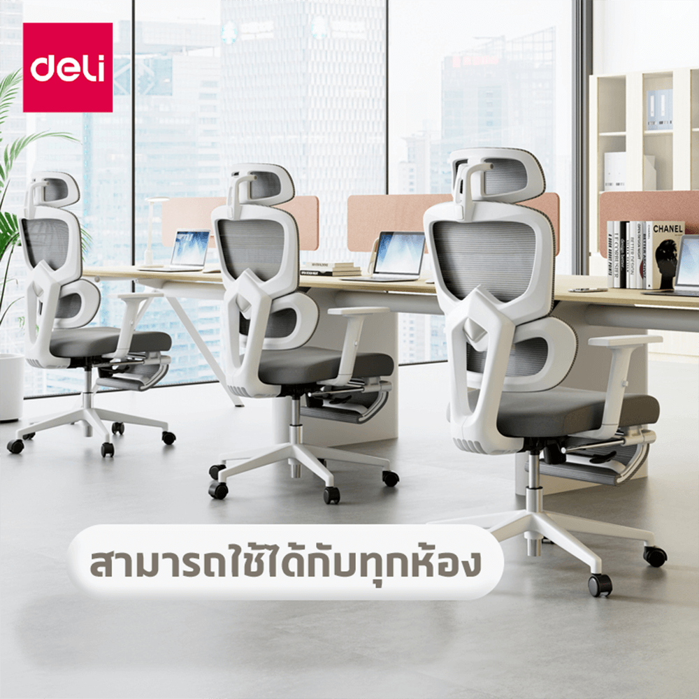 เก้าอี้สุขภาพ DELI E4981-WH-01 รองเอว-พักขา สีเทา