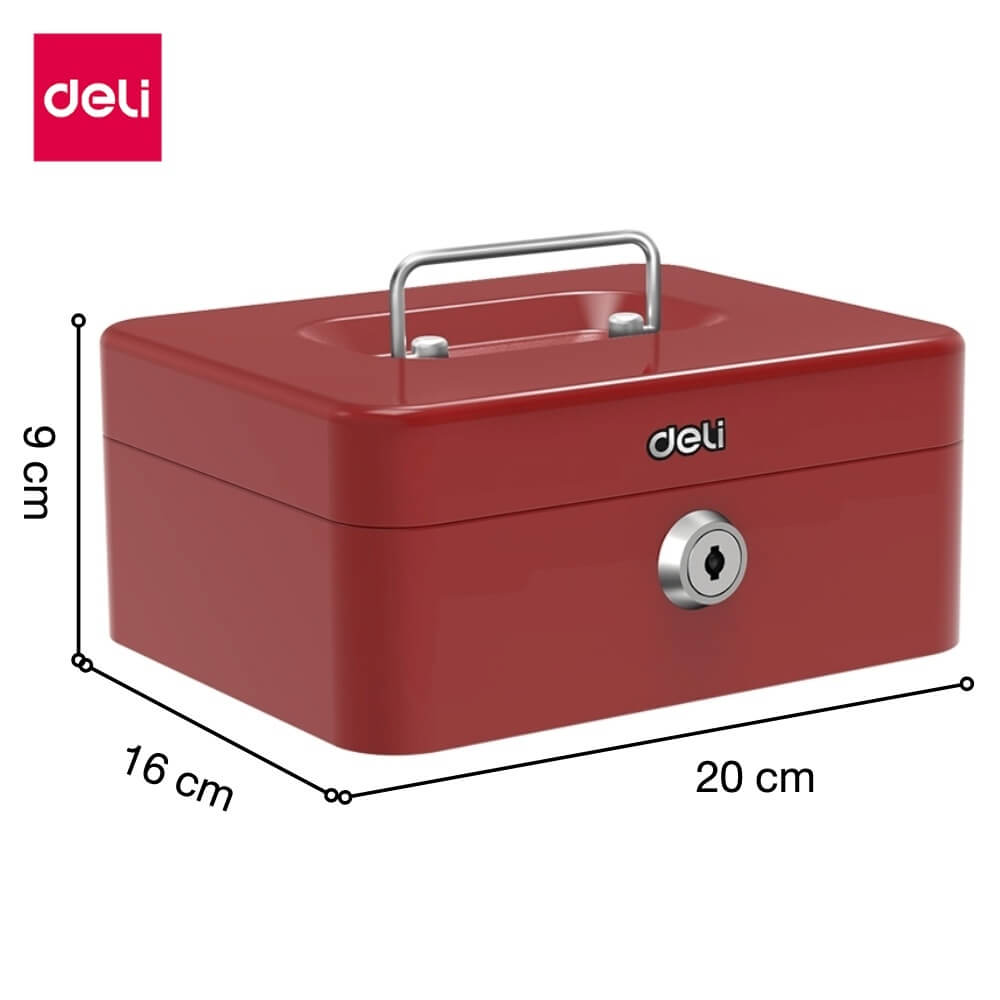 กล่องเหล็กเก็บเงิน DELI ET501-RD-01 กุญแจ สีแดง