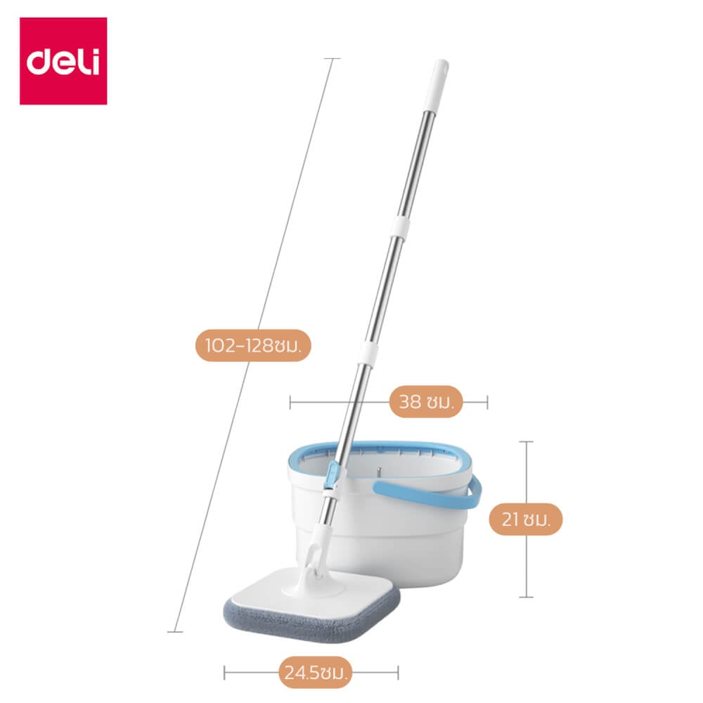 ชุดถังปั่นพร้อมไม้ม็อบ DELI VS1015-GR-01 สีเทา_7