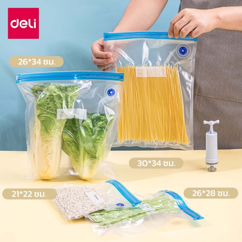 ถุงซีลสุญญากาศ แบบเรียบ DELI VS1323-BL-01 30X34 ซม. สีใส 1 ใบ_7