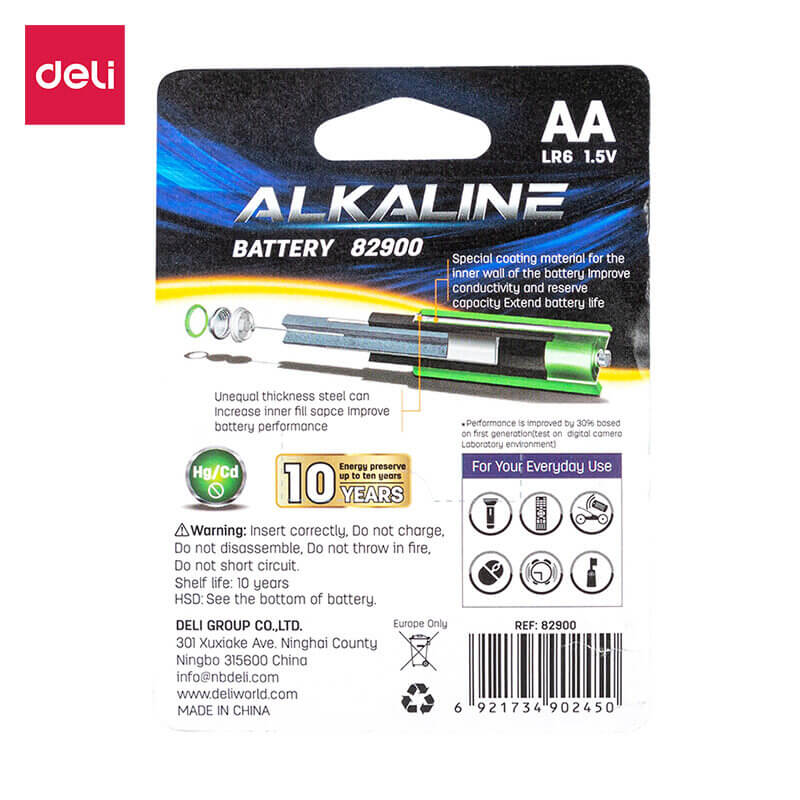 ถ่านอัลคาไลน์ AA DELI E82900-BL-01 6 ก้อน