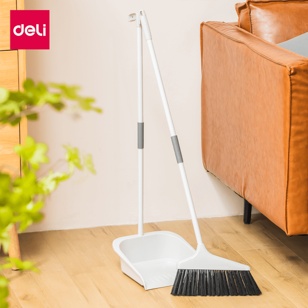 ไม้กวาดพร้อมที่โกยผง DELI VS1020-WH-01