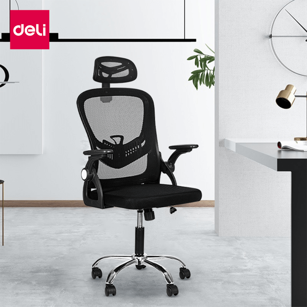 เก้าอี้สำนักงาน DELI E4954-BK-01 ปรับที่วางแขนได้ 90&deg; สีดำ