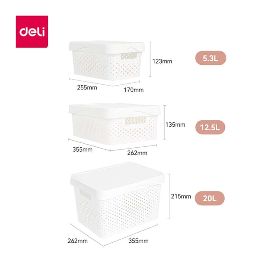 กล่องเก็บของ DELI VS468-WH-01 20 ลิตร