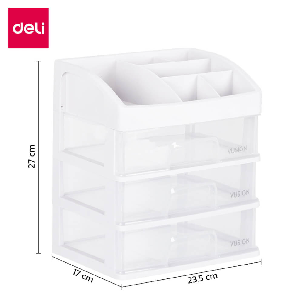 ชั้นวางเครื่องสำอางค์ DELI VS564-WH-01 3 ชั้น 23.5X17X27 ซม.
