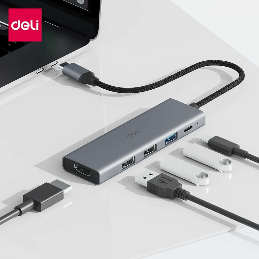 สาย HDMI DELI ET866-GR-01 TYPE-C HDMI 20ซม สีเทา