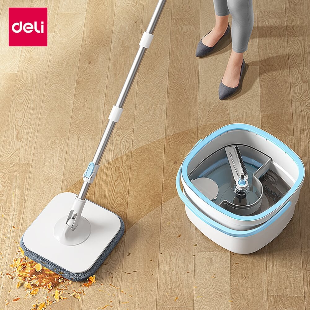 ชุดถังปั่นพร้อมไม้ม็อบ DELI VS1015-GR-01 สีเทา_9