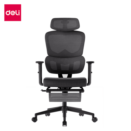 เก้าอี้สุขภาพ DELI E4980-BK-01 รองเอว-พักขา สีดำ_0