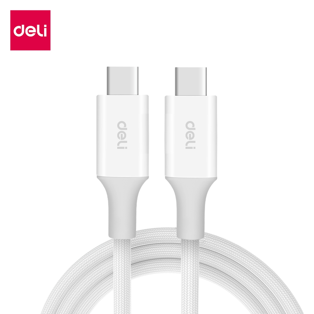สายชาร์จ DELI ET850(02)-WH-01 C-C 100W 2เมตร สีขาว_0