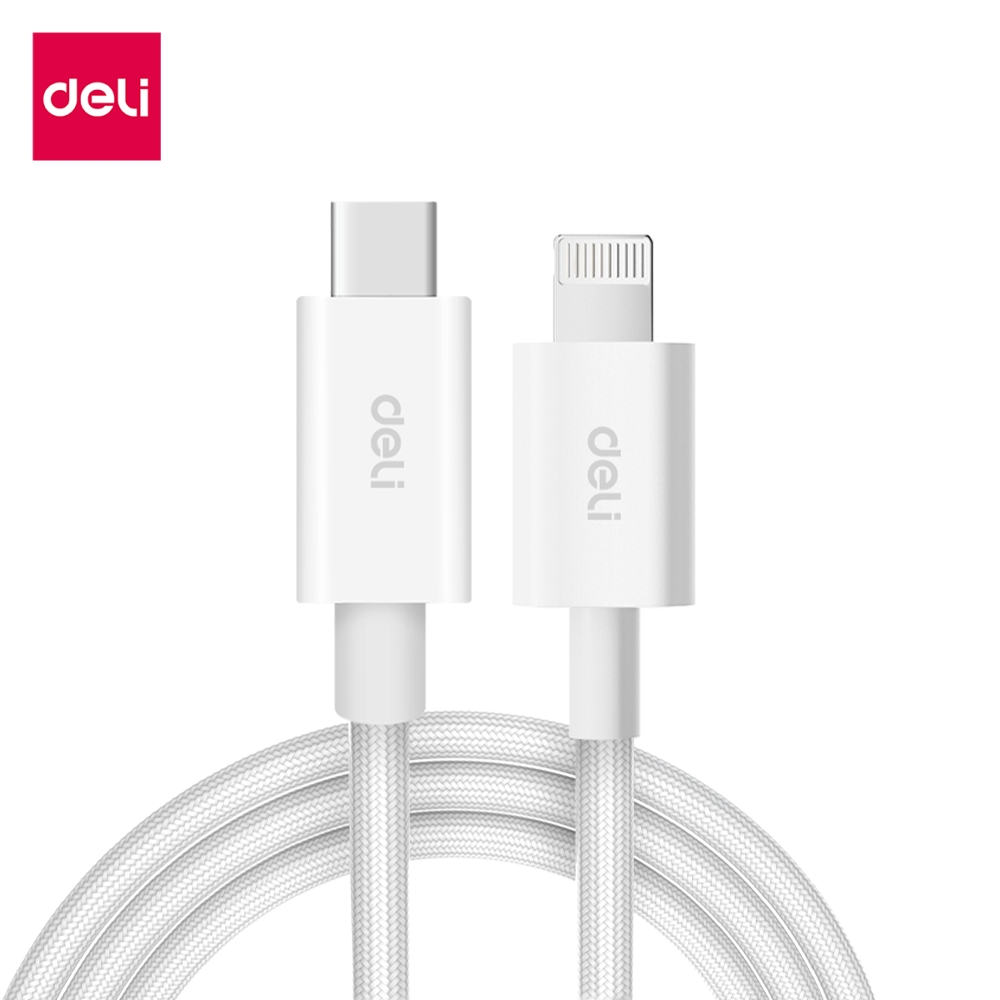 สายชาร์จ DELI ET851(02)-WH-01 C-L 20W 2เมตร สีขาว_0
