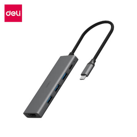 สาย HDMI DELI ET867-GR-01 TYPE-C HDMI 20ซม สีเทา_0