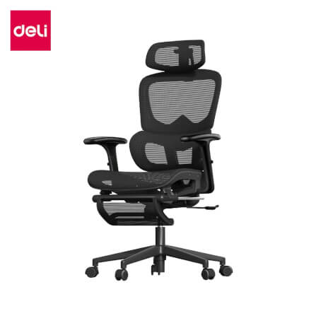 เก้าอี้ทำงาน DELI E4990-BK-01 มีที่พักเท้า สีดำ_0