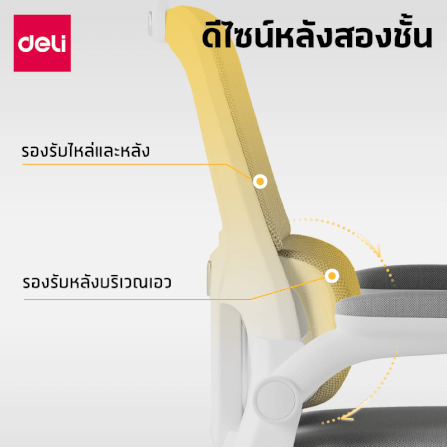 เก้าอี้สุขภาพ DELI E4983-WH-01 ปรับเอนได้ สีเทา_1