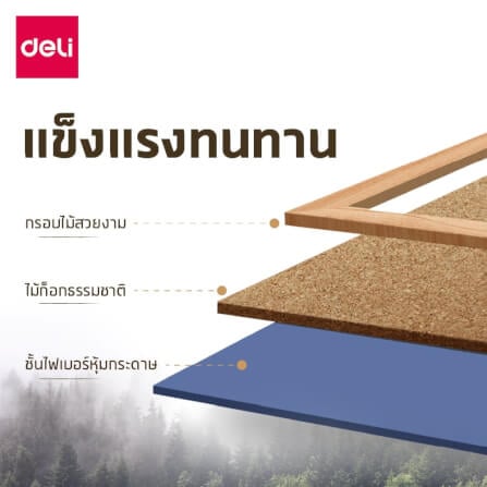 กระดานไม้ก๊อก DELI EV352-3-YL-01 ขนาด 60×90 ซม._2
