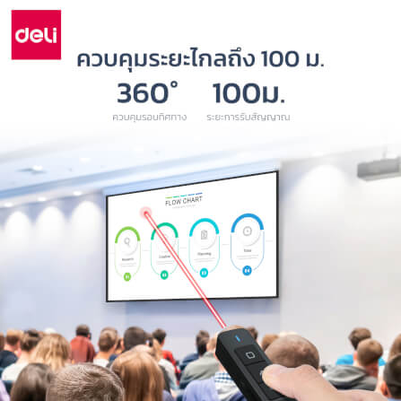 เลเซอร์พอยเตอร์ DELI ES001-BK-01 ไร้สาย2.4GHZ 100เมตร แสงแดง สีดำ_2