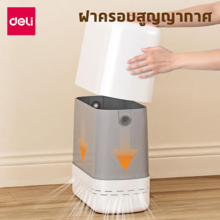 ถังขยะแบบฝากด DELI VS1125-WH-01 สีขาว ขนาด 13X29X26 CM_3