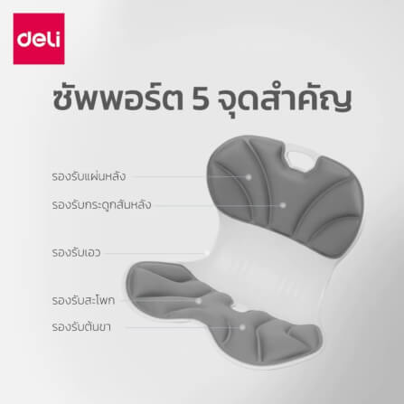 เบาะรองนั่งเพื่อสุขภาพ DELI VS1332-GR-01 13 นิ้ว สีเทา_3