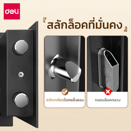 ตู้เซฟนิรภัย DELI ET522-BK-01 ขนาด 35X43X20 ซม, 9กก สีดำ_3