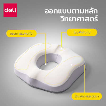 เบาะรองนั่งเพื่อสุขภาพ DELI VS1339-GR-01 15 นิ้ว สีเทา_4