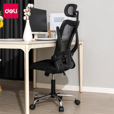 เก้าอี้ทำงาน DELI E4925-BK-01 ปรับสูงได้ 8 ซม สีดำ_4
