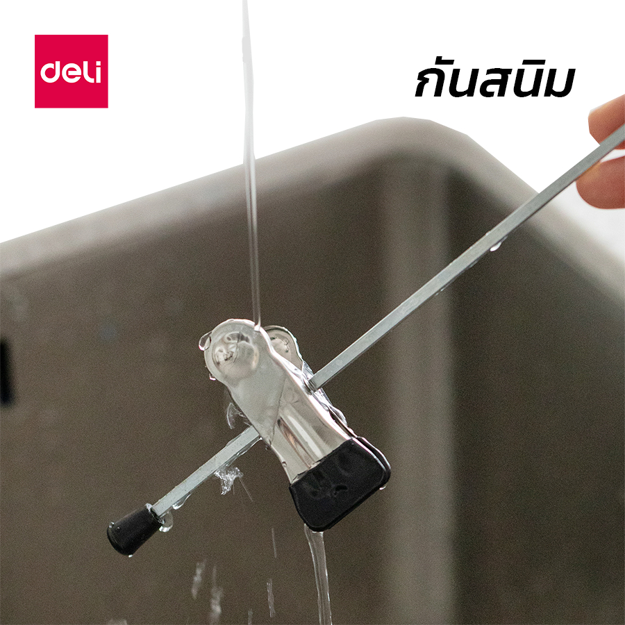 ไม้แขวนเสื้อพร้อมไม้หนีบ 35CM DELI VS639-BK-01 แพ็ก 5ชิ้น สีเงิน_4