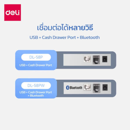 เครื่องพิมพ์ใบเสร็จความร้อน DELI ES423PW-BK-01 แบบบลูทูธ ขนาด 21X15X12 ซม. สีดำ_6