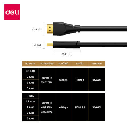 สาย HDMI DELI ET860(01)-BK-01 4K 0.5ม. สีดำ_6