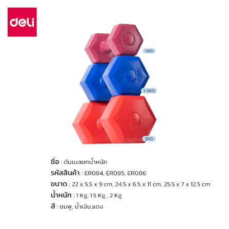 ดัมเบล AGNITE ER086-RD-01 3 กก. สีแดง_6