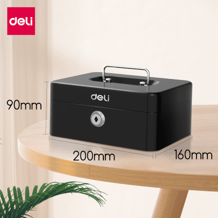 กล่องเหล็กเก็บเงิน DELI ET500-BK-01 กุญแจ สีดำ_6