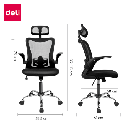 เก้าอี้ทำงาน DELI E4925-BK-01 ปรับสูงได้ 8 ซม สีดำ_7