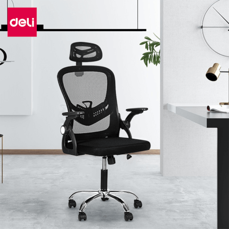 เก้าอี้สำนักงาน DELI E4954-BK-01 ปรับที่วางแขนได้ 90° สีดำ_7