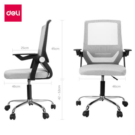 เก้าอี้ทำงาน DELI E4931-WH-01 ปรับสูง 10CM แขน90° สีเทา_8