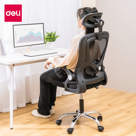 เก้าอี้ทำงาน DELI E4959-WH-01 2D รองเอวปรับได้ 3 CM สีขาว_8