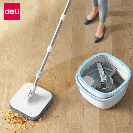 ชุดถังปั่นพร้อมไม้ม็อบ DELI VS1015-WH-01 สีฟ้า_9