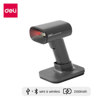 เครื่องสแกนบาร์โค้ด DELI ES228WB-GR-01 ไร้สายพร้อมฐาน สีเทา_10