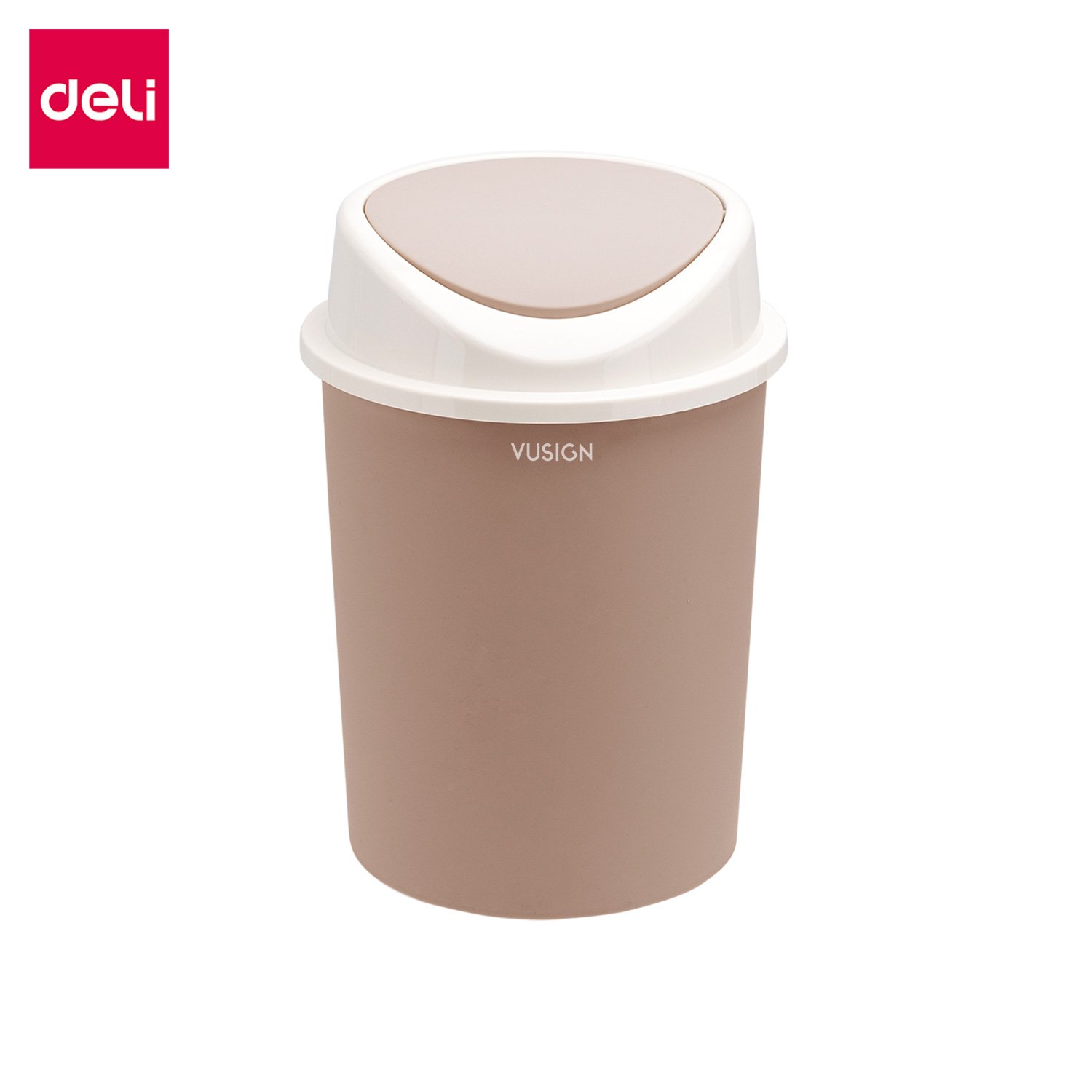 ถังขยะพลาสติกทรงกลม Deli VS1107-PK-01 สีชมพู ขนาด 18.8x24.5 cm._0