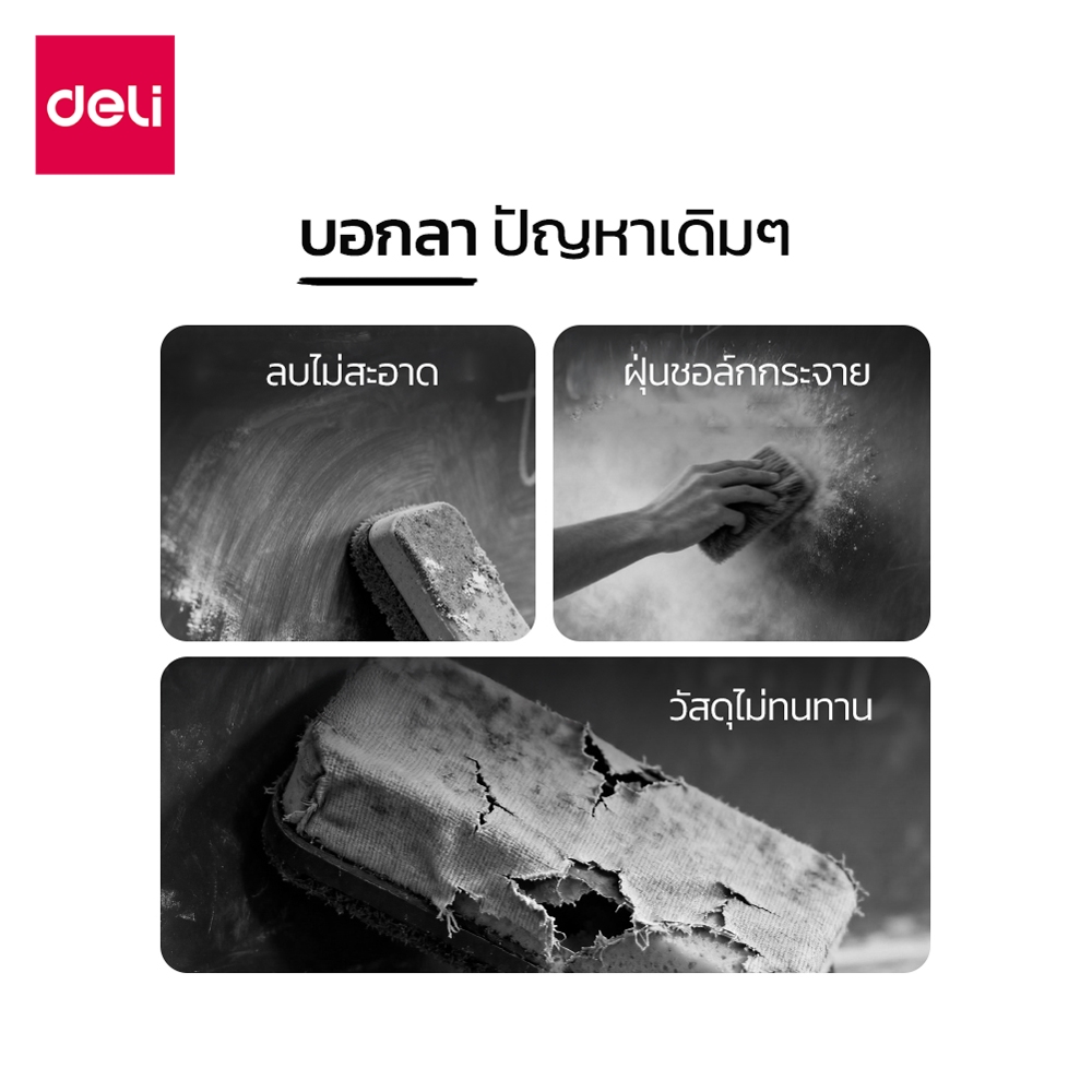 แปรงลบกระดานไวท์บอร์ด DELI EV361-BK-01 ขนาด 11X5X3 ซม._1