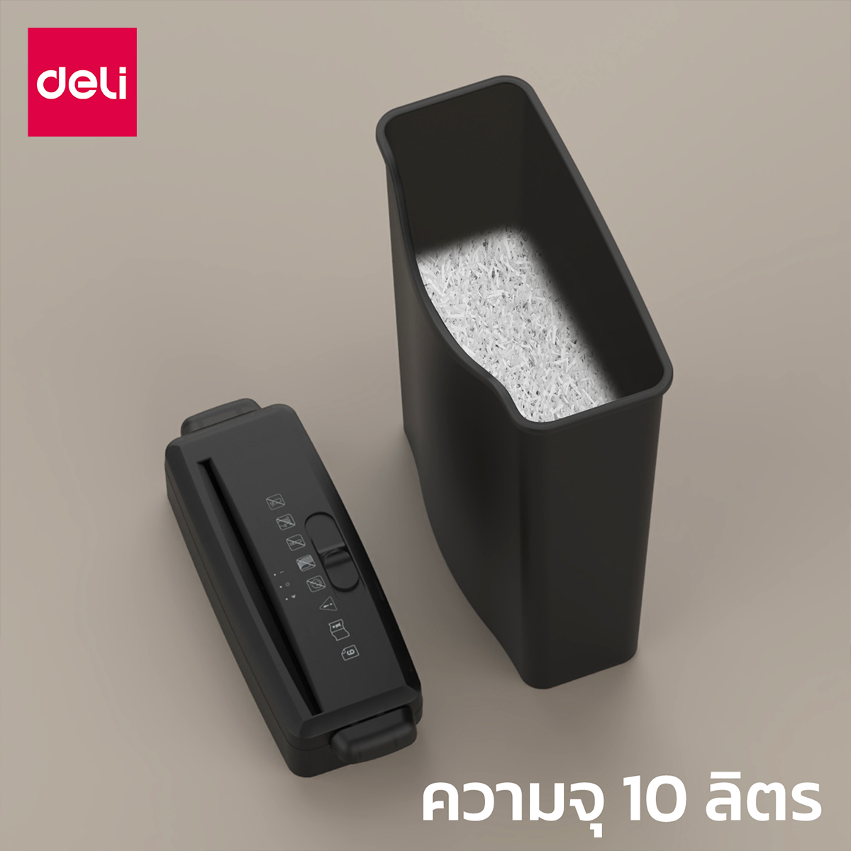 เครื่องทำลายเอกสารอัตโนมัติ 10ลิตร Deli ET101SC-BK-01 สีดำ_4