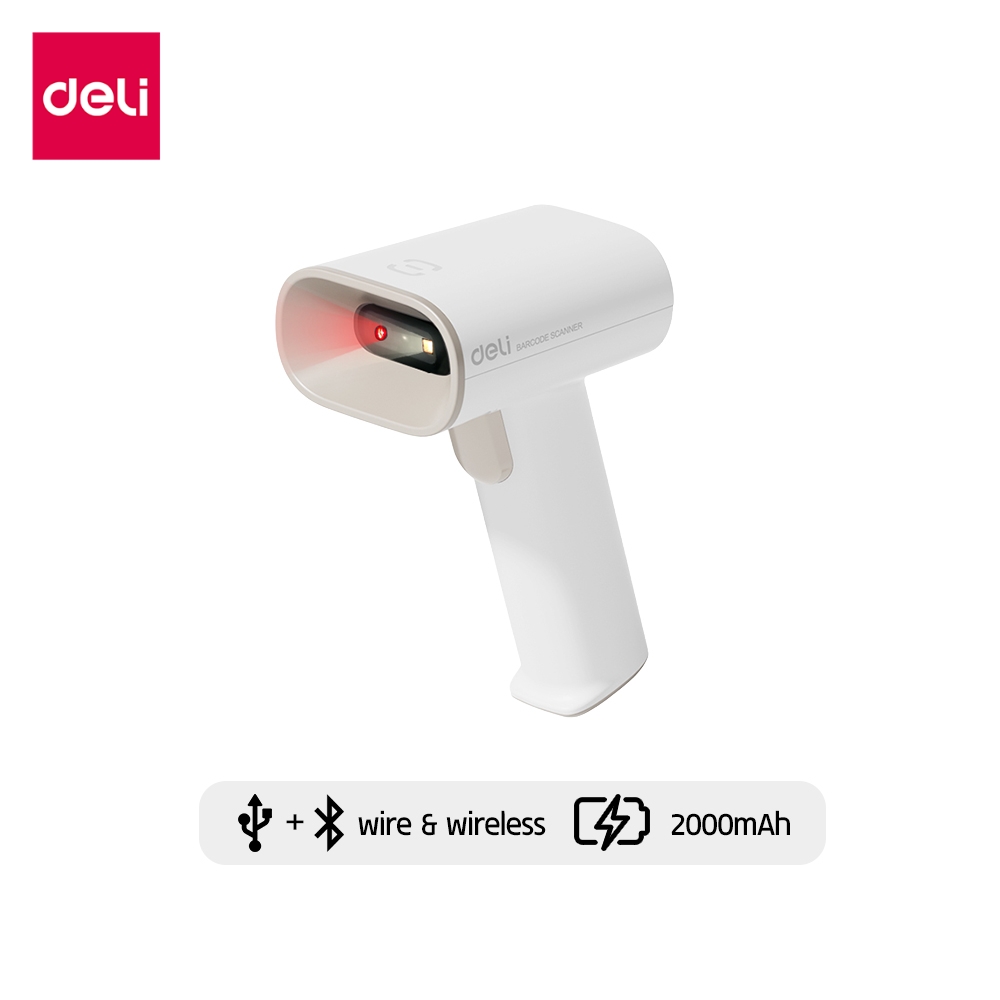 เครื่องสแกนบาร์โค้ด DELI ES228W-WH-01 ไร้สาย สีขาว_10