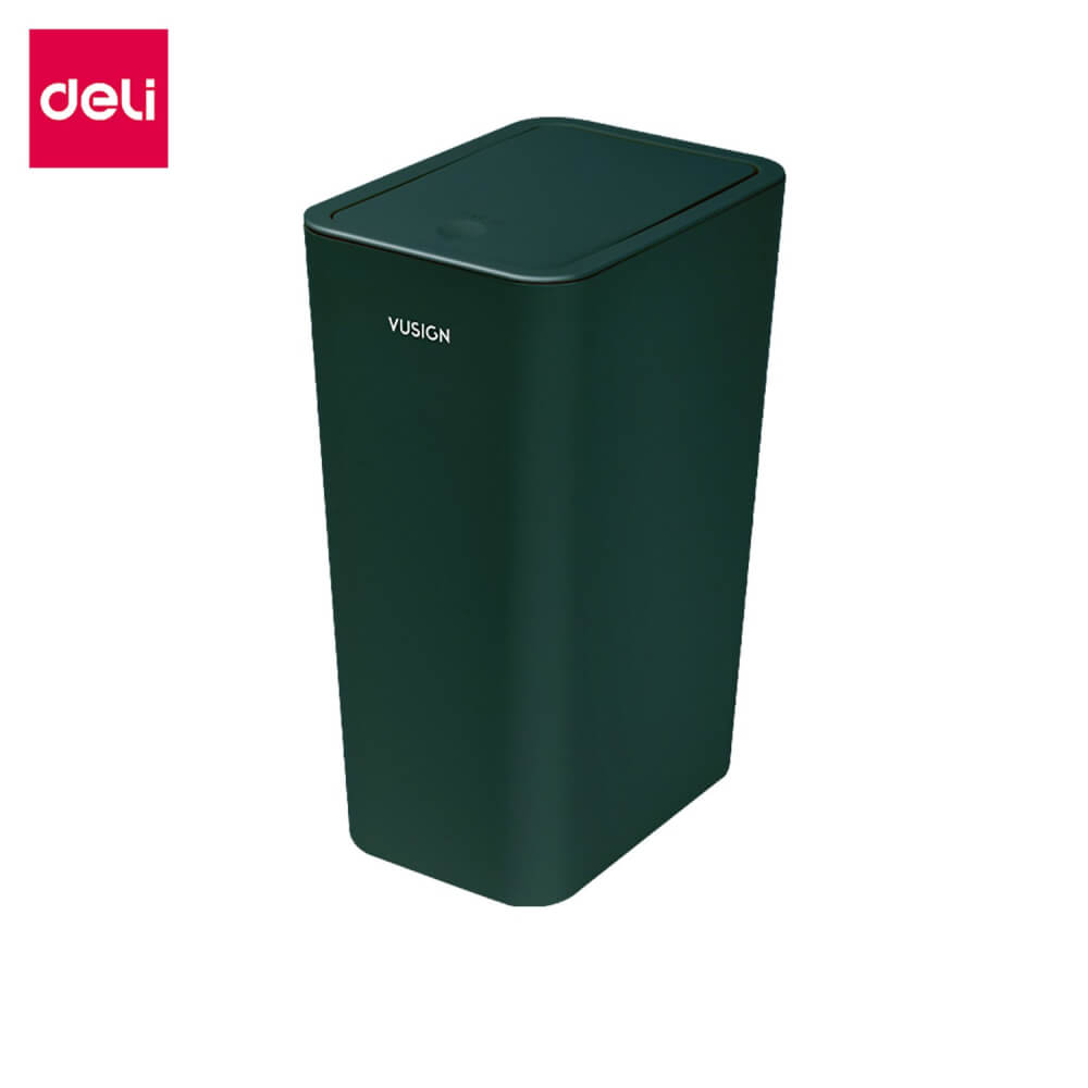 ถังขยะแบบฝากด Deli VS1109-GN-01 สีเขียว ขนาด 25.8x17.8x35 cm