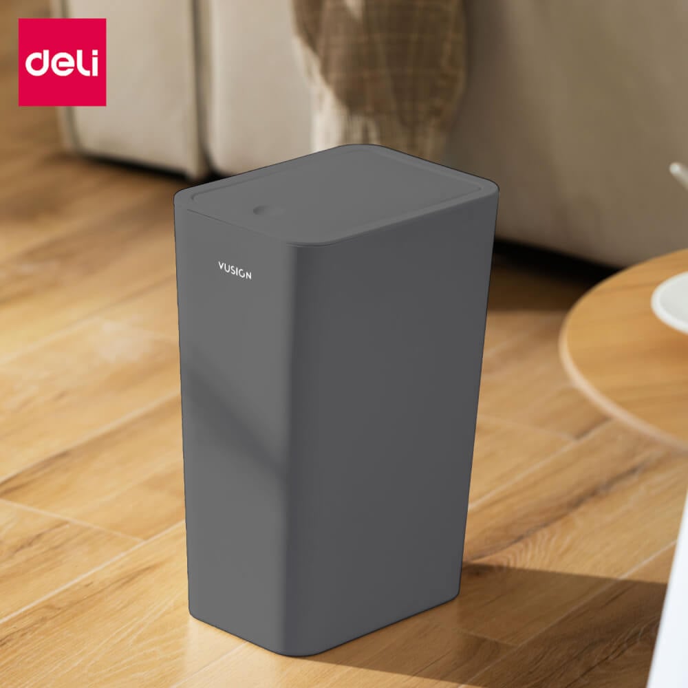 ถังขยะแบบฝากด Deli VS1108-GR-01 สีเทา ขนาด 22.2x15.8x33.3 cm.