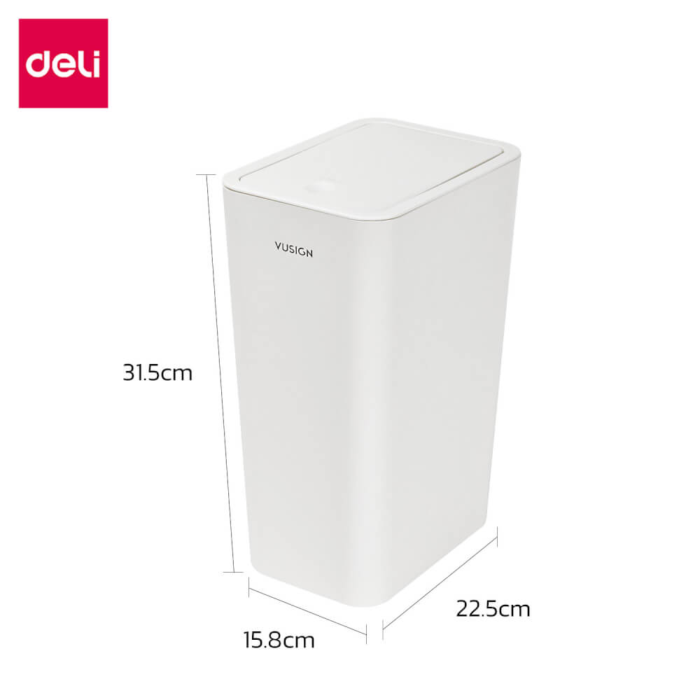 ถังขยะแบบฝากด Deli VS1120-WH-01 สีขาว ขนาด 22.5x15.8x31.5 cm