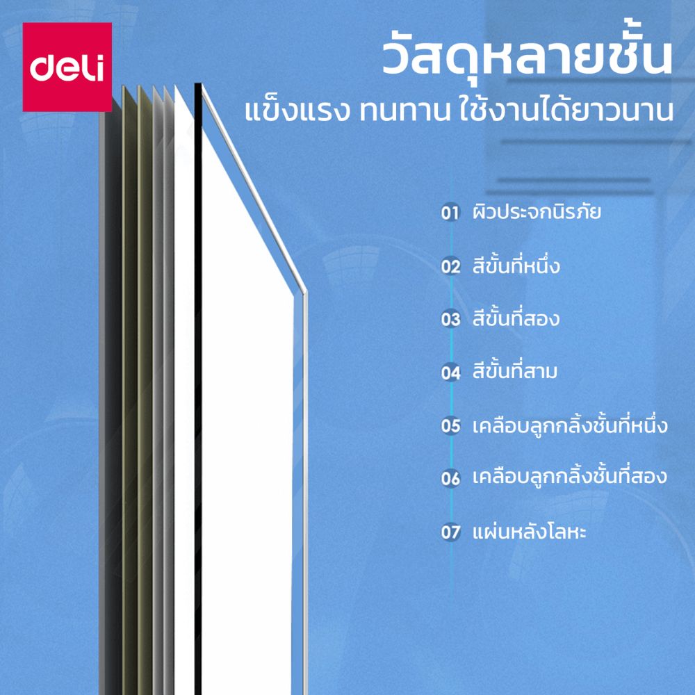 กระดานกระจก ไวท์บอร์ดกระจก Deli MZ103-WH-01 ขนาด 90 x 180 cm