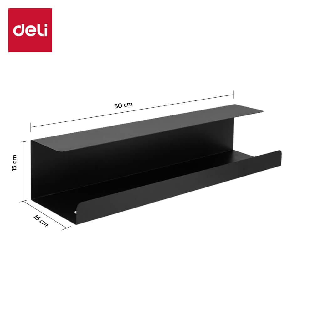 ชั้นเก็บรางปลั๊ก Deli VS6203-BK-01 สีดำ 50x15x16 cm