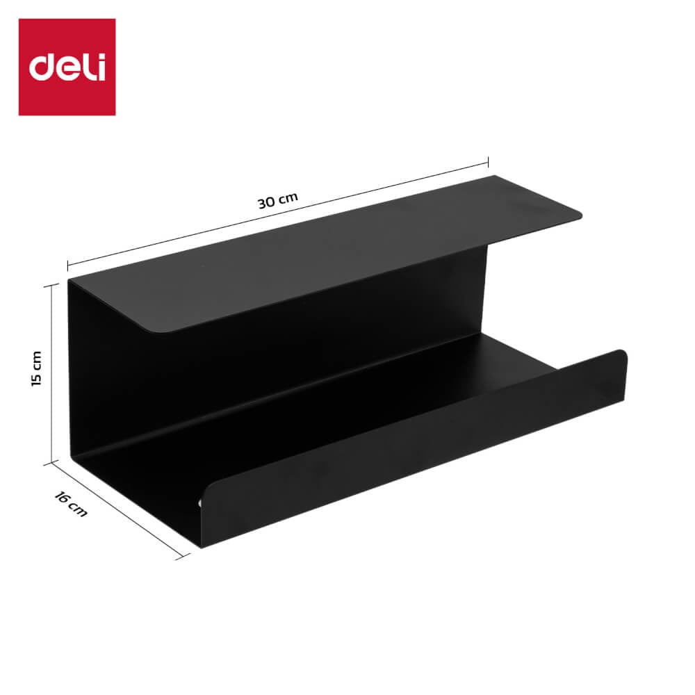 ชั้นเก็บรางปลั๊ก Deli VS6201-BK-01 สีดำ 30x15x16 cm