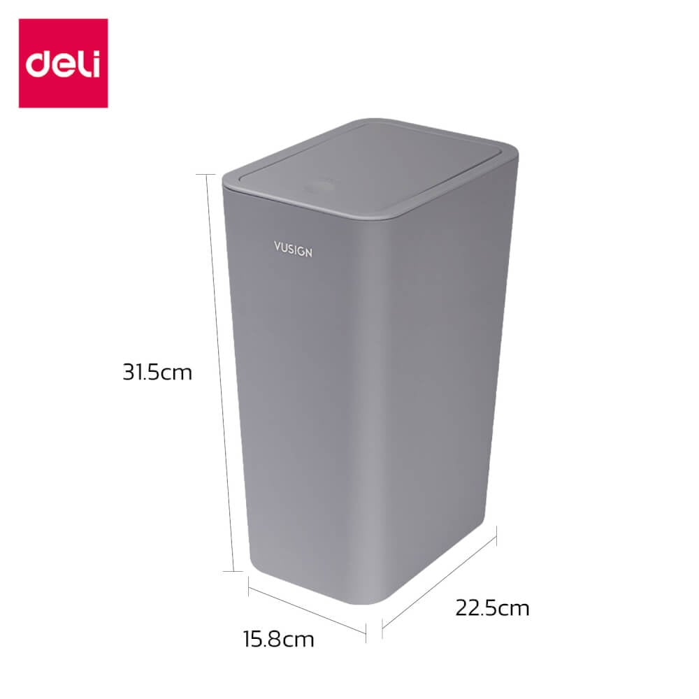 ถังขยะแบบฝากด Deli VS1120-GR-01 สีเทา ขนาด 22.5x15.8x31.5 cm