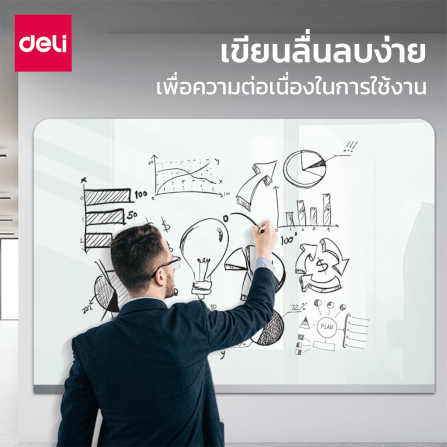 กระดานกระจก ไวท์บอร์ดกระจก Deli MZ103-WH-01 ขนาด 90 x 180 cm_1