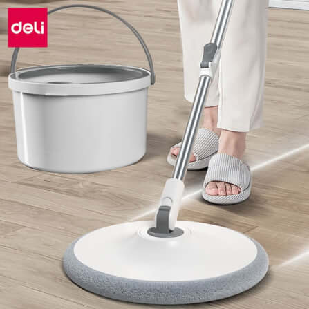 ชุดถังปั่นพร้อมไม้ม็อบ Deli VS1045-GR-01 สีเทา_1
