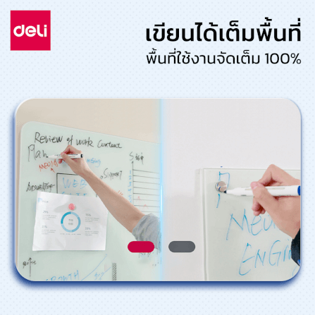 กระดานกระจก ไวท์บอร์ดกระจก Deli MZ103-WH-01 ขนาด 90 x 180 cm_3